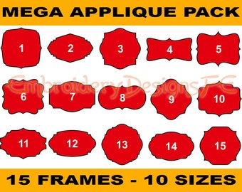 SALE !!! Frame Applique Design - Set of 15 Frames - Machine Embroidery Design File