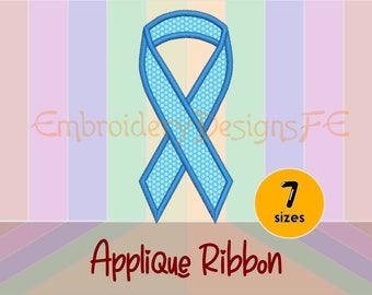 Ribbon Applique Embroidery Design | Awareness Bow | 7 Sizes | Machine Embroidery File | Instant Download