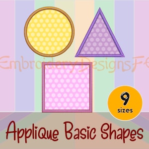 Basic Shapes Applique - Circle Applique - Square Applique - Triangle Applique - 9 Sizes - Machine Embroidery Design File