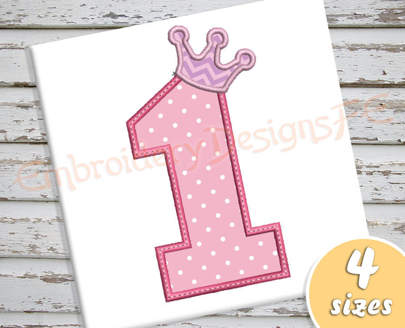 Number 1 Crown Applique Design 4 Sizes Machine Embroidery | Etsy