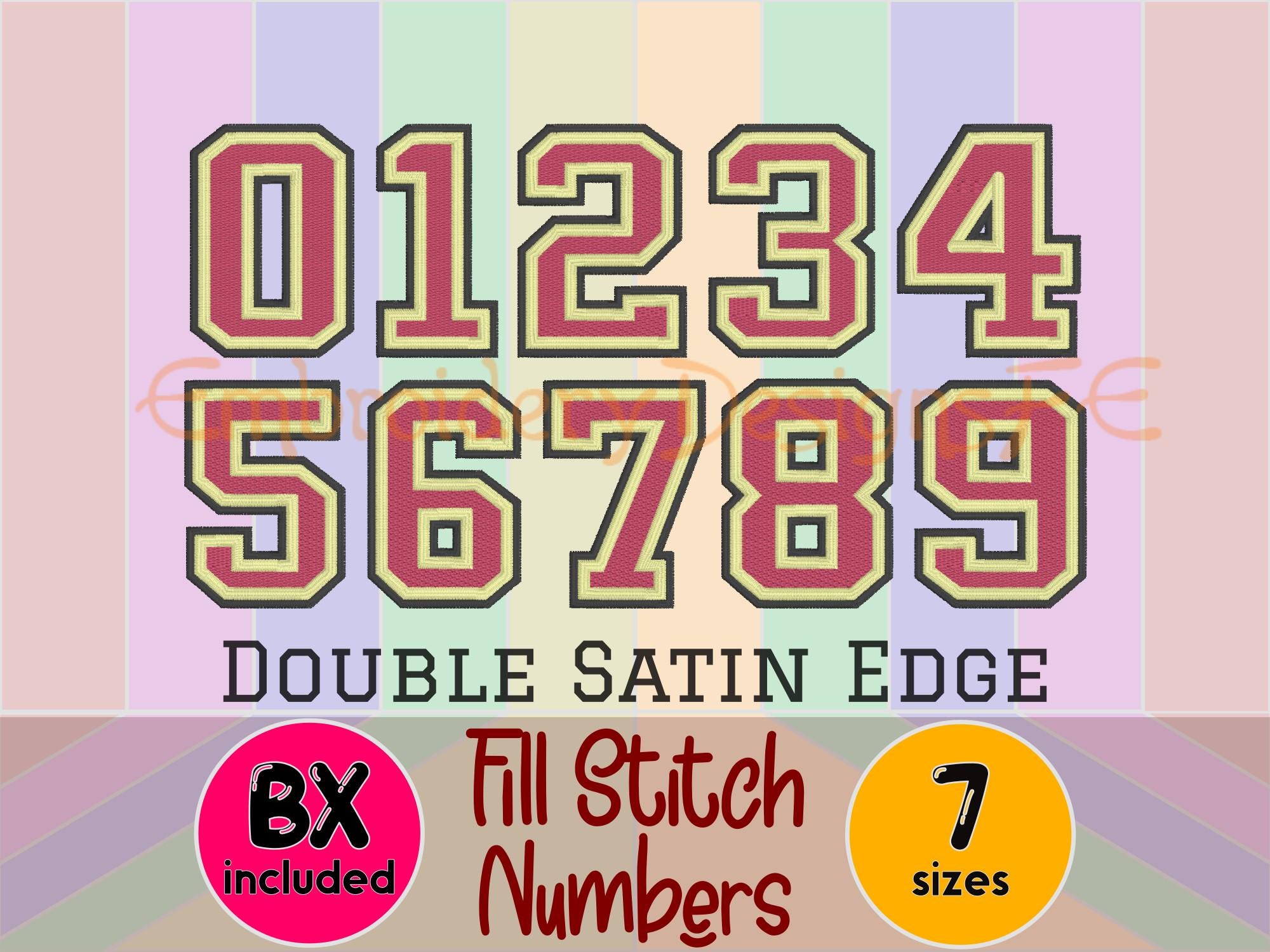 Fill Stitch Numbers With Double Satin Edge | Machine Embroidery Numbers ...
