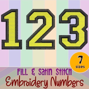 Numbers Embroidery Design - Varsity Embroidery Number - Collegiate Sport Athletic Embroidery - Jersey number embroidery - Machine Embroidery