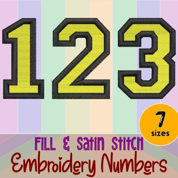 Numbers Embroidery Design - Varsity Embroidery Number - Collegiate Sport Athletic Embroidery - Jersey number embroidery - Machine Embroidery