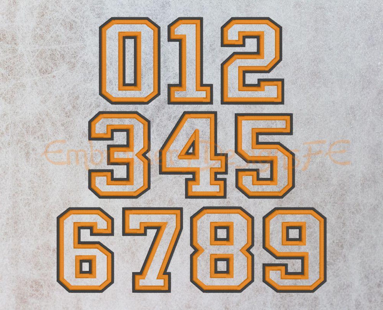 Double Satin Edge Applique Numbers | Varsity Style Embroidery Numbers ...