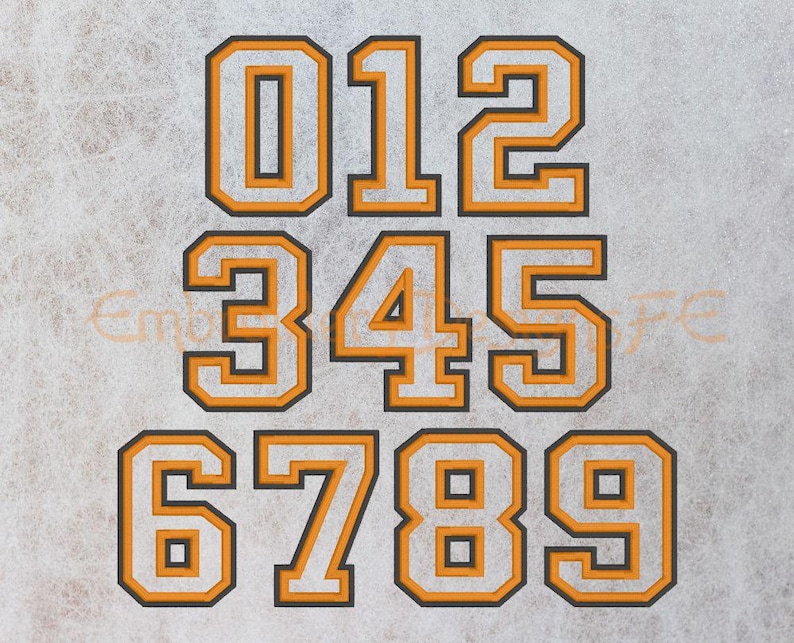Double Satin Edge Applique Numbers | Varsity Style Embroidery Numbers ...