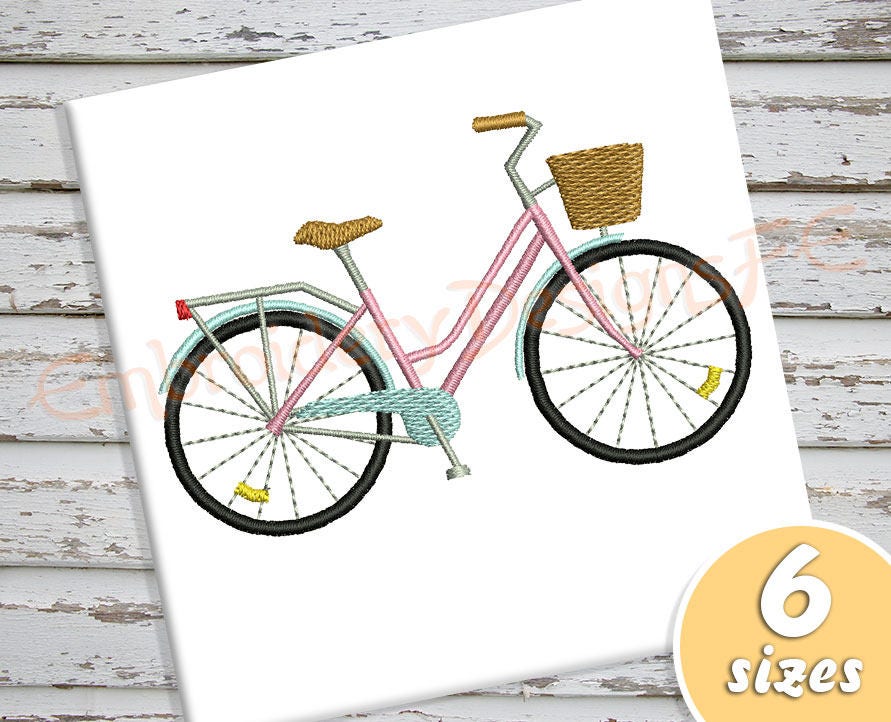 Bicycle Embroidery Design 6 Sizes Filled&satin Stitch - Etsy