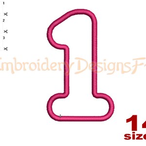 Number 1 Applique Design 14 Sizes No Sharp Corners Machine Embroidery