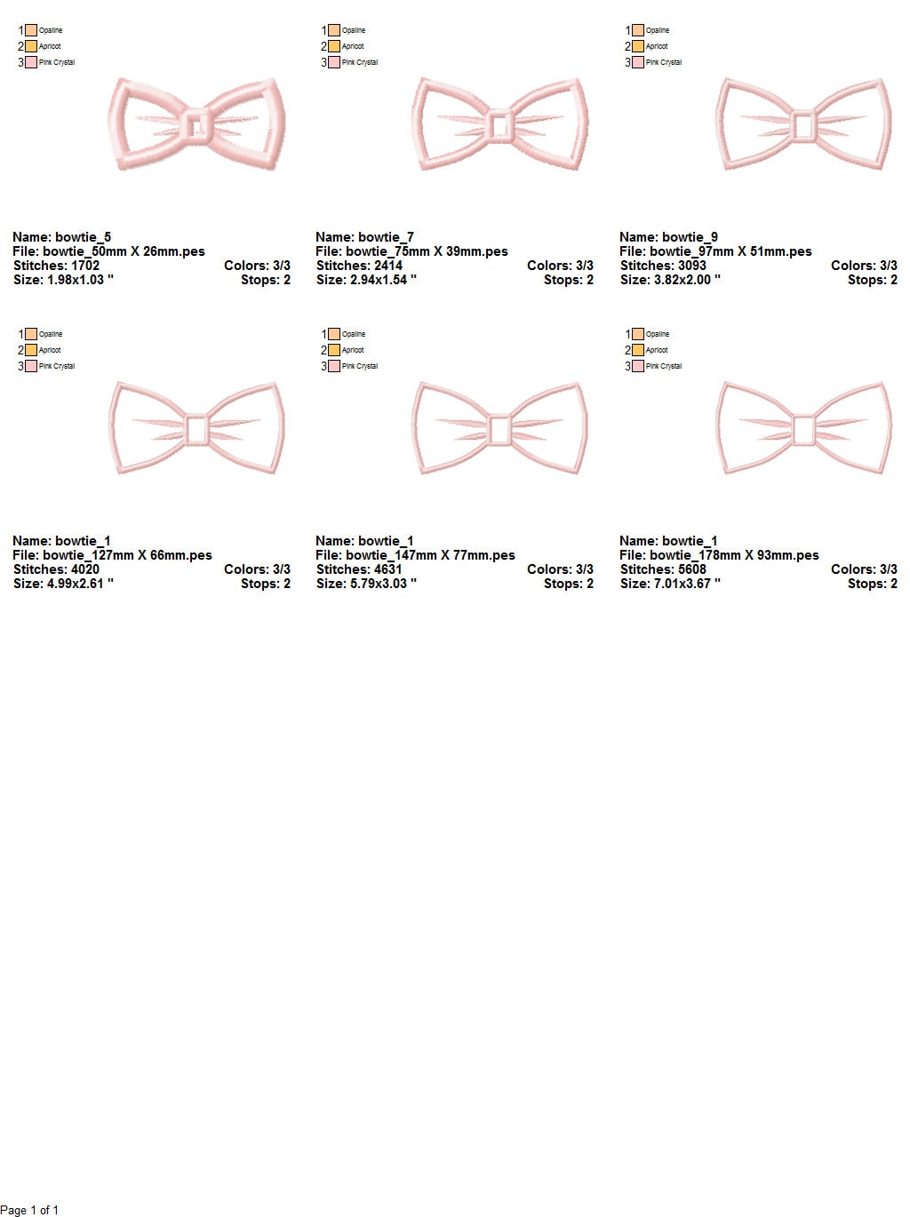 Bowtie Applique Design 6 sizes Machine Embroidery Design Etsy