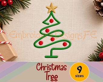 Christmas Tree Machine Embroidery Design | Machine Embroidery File | 9 Sizes | Instant Download
