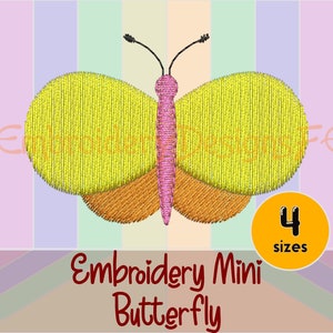 Butterfly Mini Embroidery Design - 4 Sizes - Filled Stitch Machine Embroidery Design File