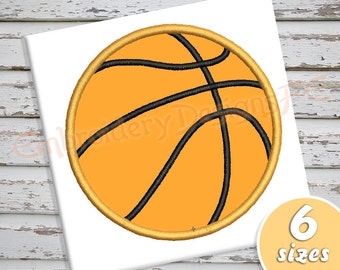 Basketball Applique - 6 Sizes - Machine Embroidery Design File