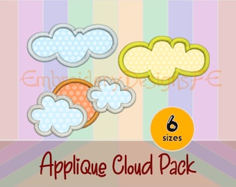 Wolken-Applikations-Designs – 3 separate Wolken-Applikationen – Maschinenstickerei – Wolken-Stickerei