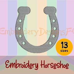 Horseshoe Fill Stitch Embroidery Design - 13 Sizes - Filled Stitch Machine Embroidery Design File
