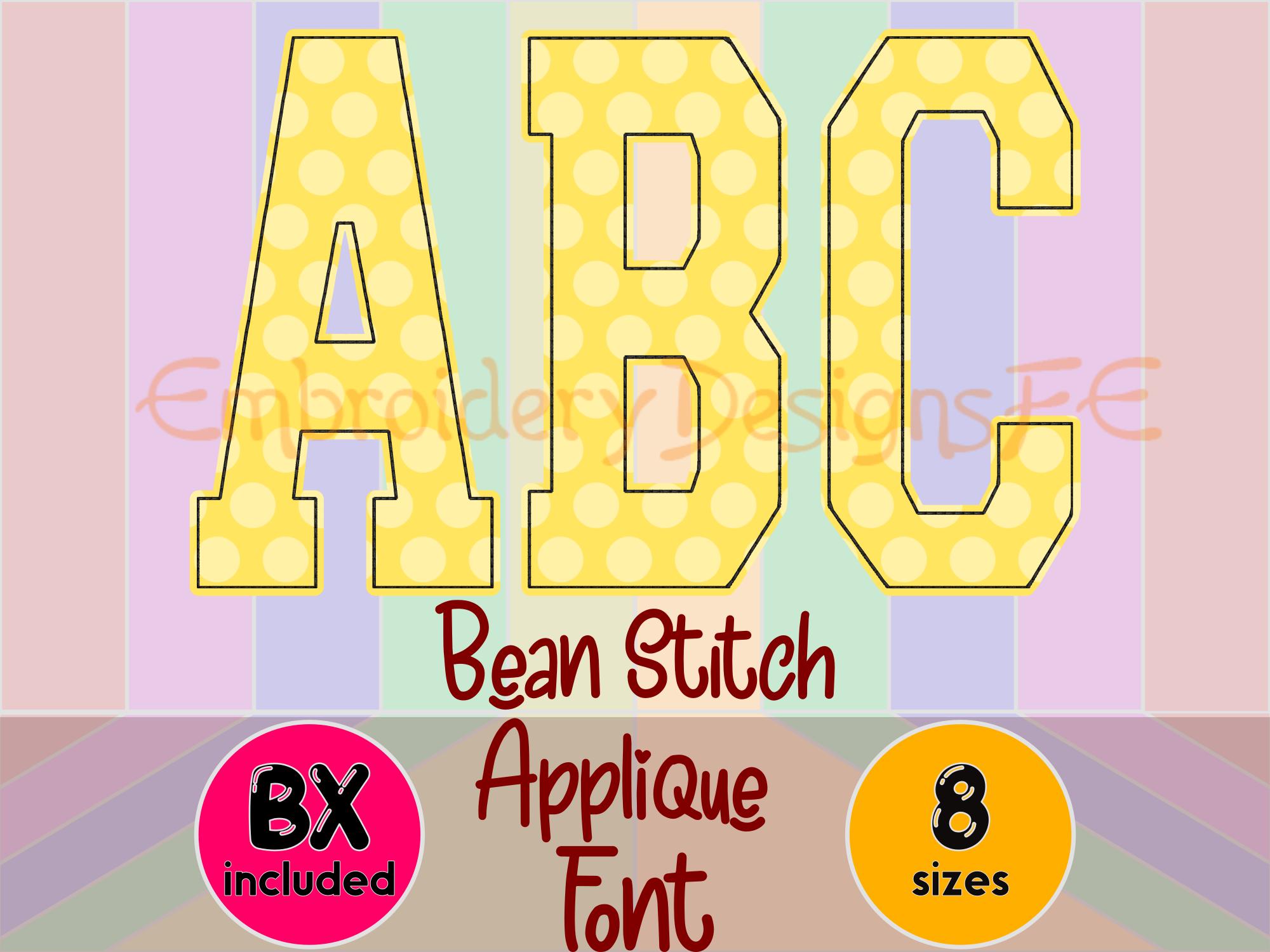 Bean Stitch Narrow Sport Applique Alphabet, Narrow Applique Letters ...