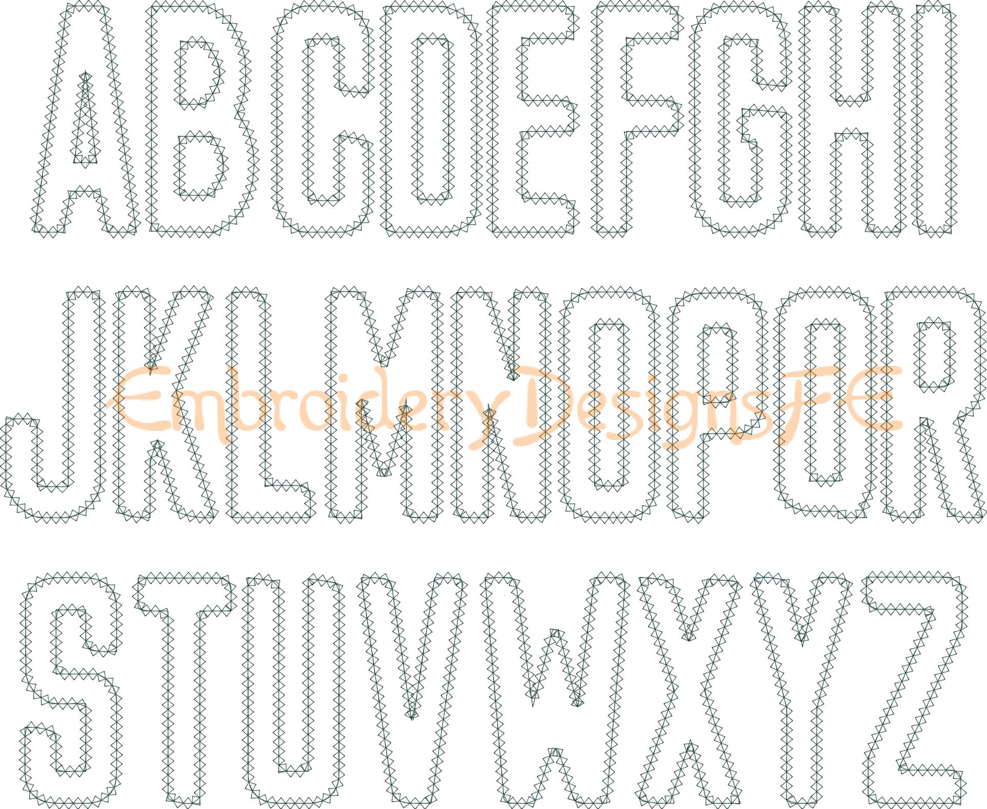Narrow Applique Alphabet, Tall Letters, Diamond Edge Font, Machine ...