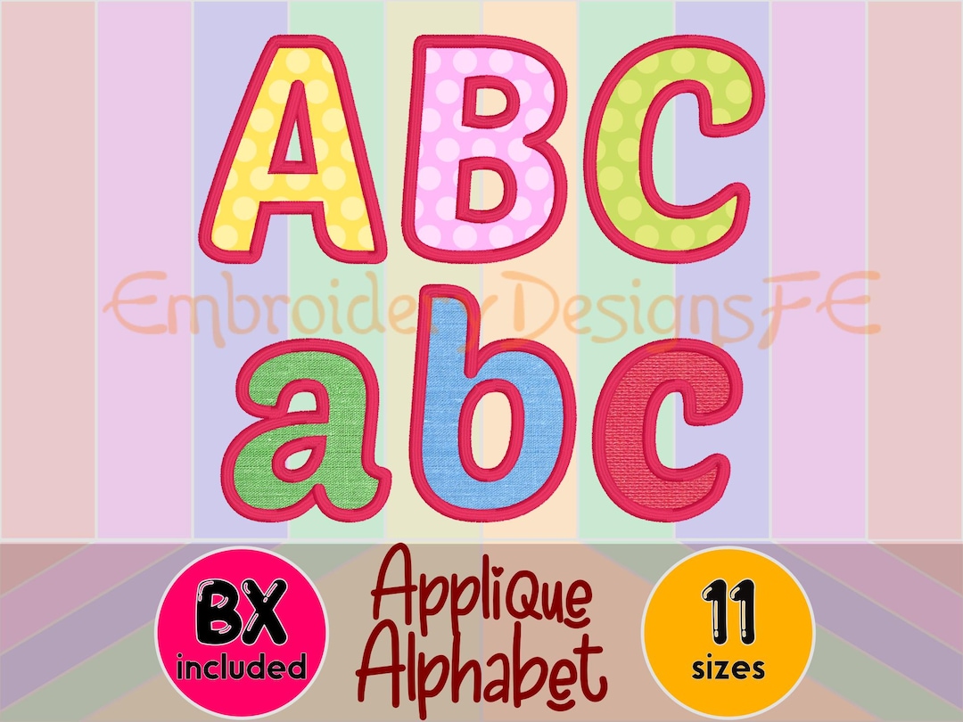Applique Alphabet | Applique Letters & Numbers | Embroidery Font