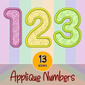 Numbers Applique Design - Machine Embroidery Design File - 13 sizes - 0-9 Set - Wide Satin Stitch