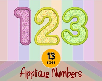 Numbers Applique Design - Machine Embroidery Design File - 13 sizes - 0-9 Set - Wide Satin Stitch