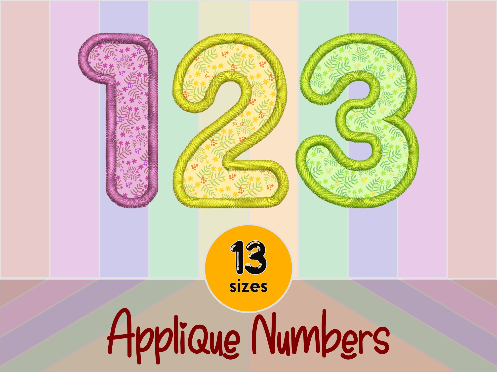 Numbers Applique Design - Machine Embroidery Design File - 13 Sizes - 0 ...