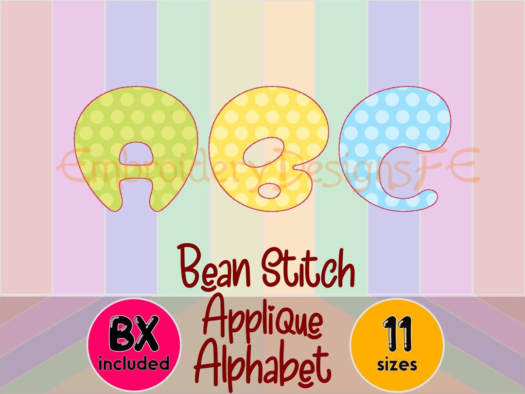 Bean Stitch Applique Alphabet | Thick Letters & Numbers | BX Included ...