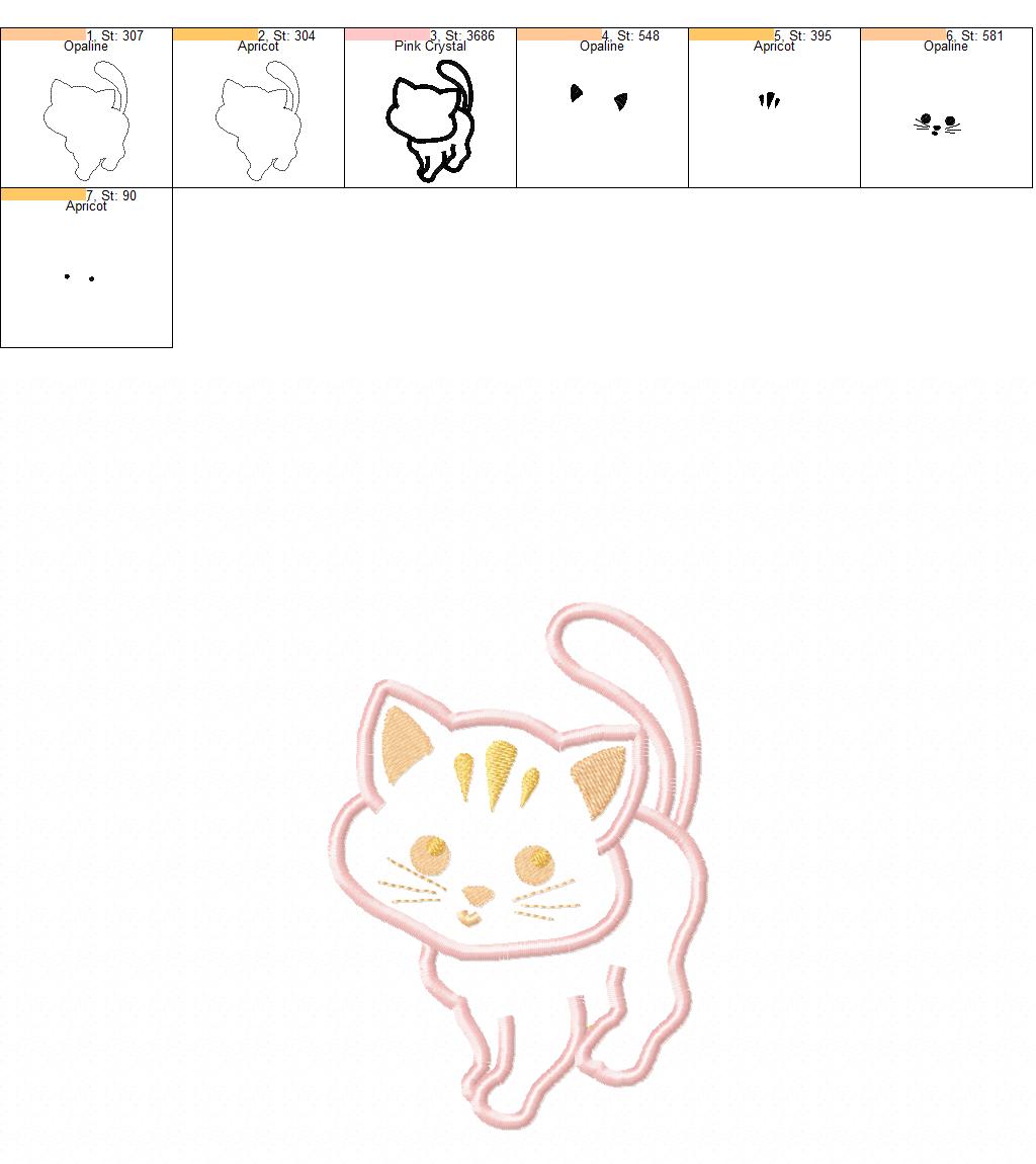 Cat Applique Design - 5 Sizes - Machine Embroidery Design File - Etsy
