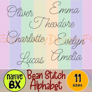 Bean Stitch Embroidery Schriftdesign - 11 Größen - 1,2 cm bis 10,5 cm skalierbares BOX - Maschinenstickdatei