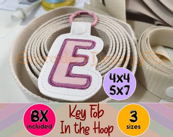 ITH Key Fob Alphabet Embroidery Design – Applique Letter Keychain Font – BX Included – 3 Sizes