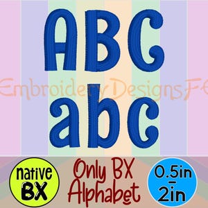 Satin Embroidery Font Design - 0.5in to 2in scalable BX format - Native BX only - Machine Embroidery Design