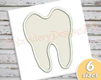 Tooth Applique - 6 Sizes - Machine Embroidery Design File