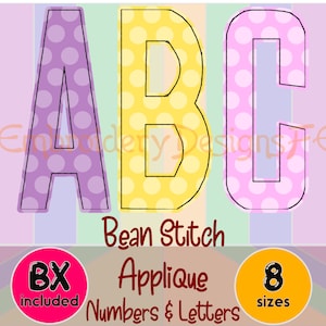 Bean Stitch Applique Alphabet, Narrow Applique Letters, Applique Font, Embroidery Font, Machine Applique