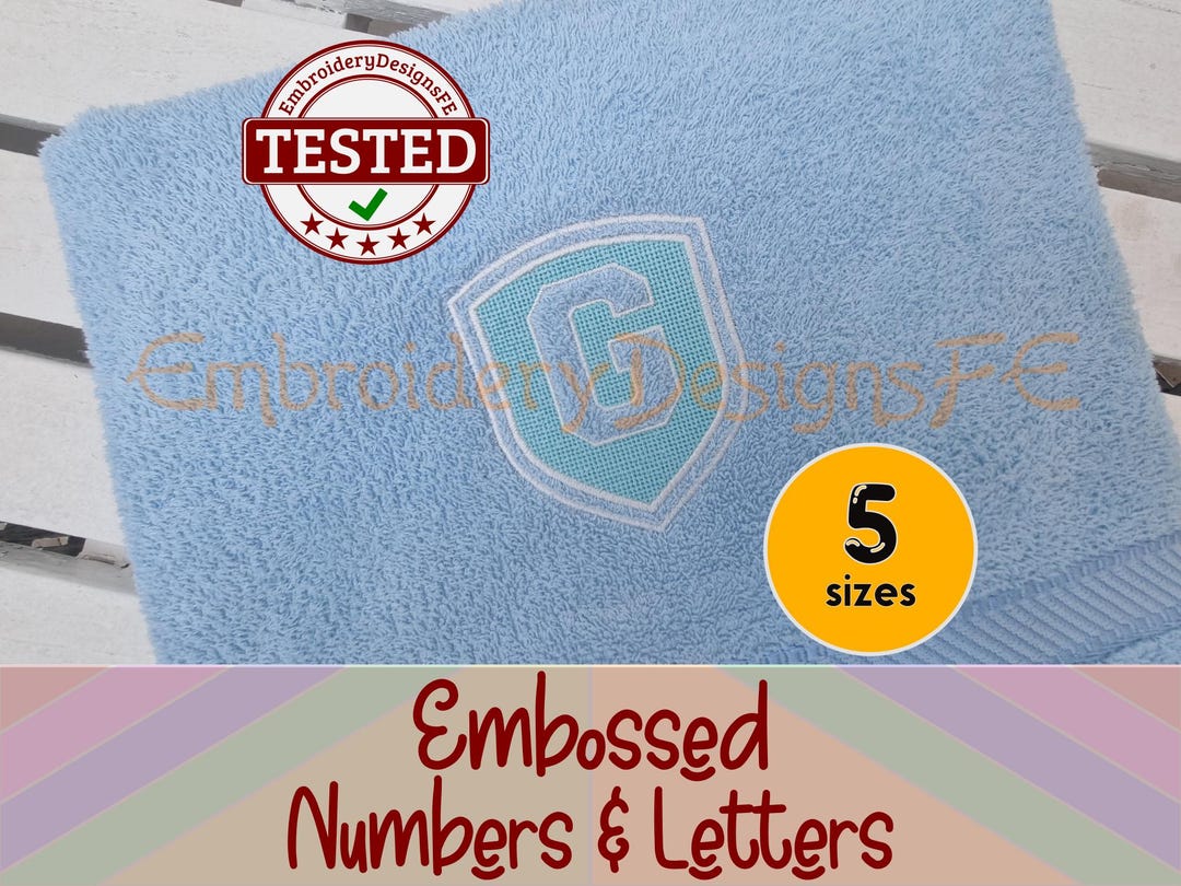 Embossed Sport Letters & Numbers | 5 Sizes | Machine Embroidery File ...
