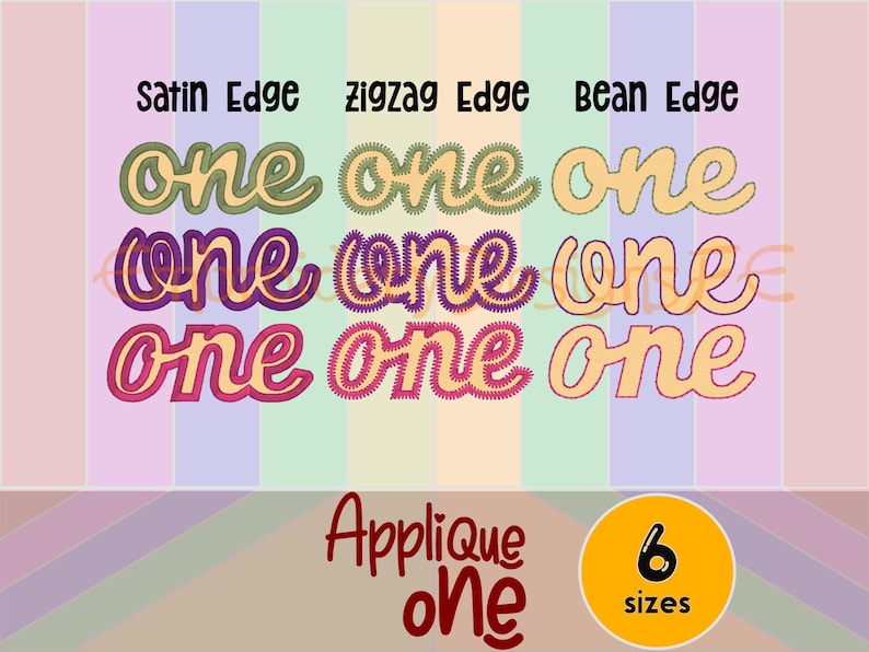 One Embroidered ONE Applique Embroidery Design | Machine Embroidery File | 6 Sizes ...