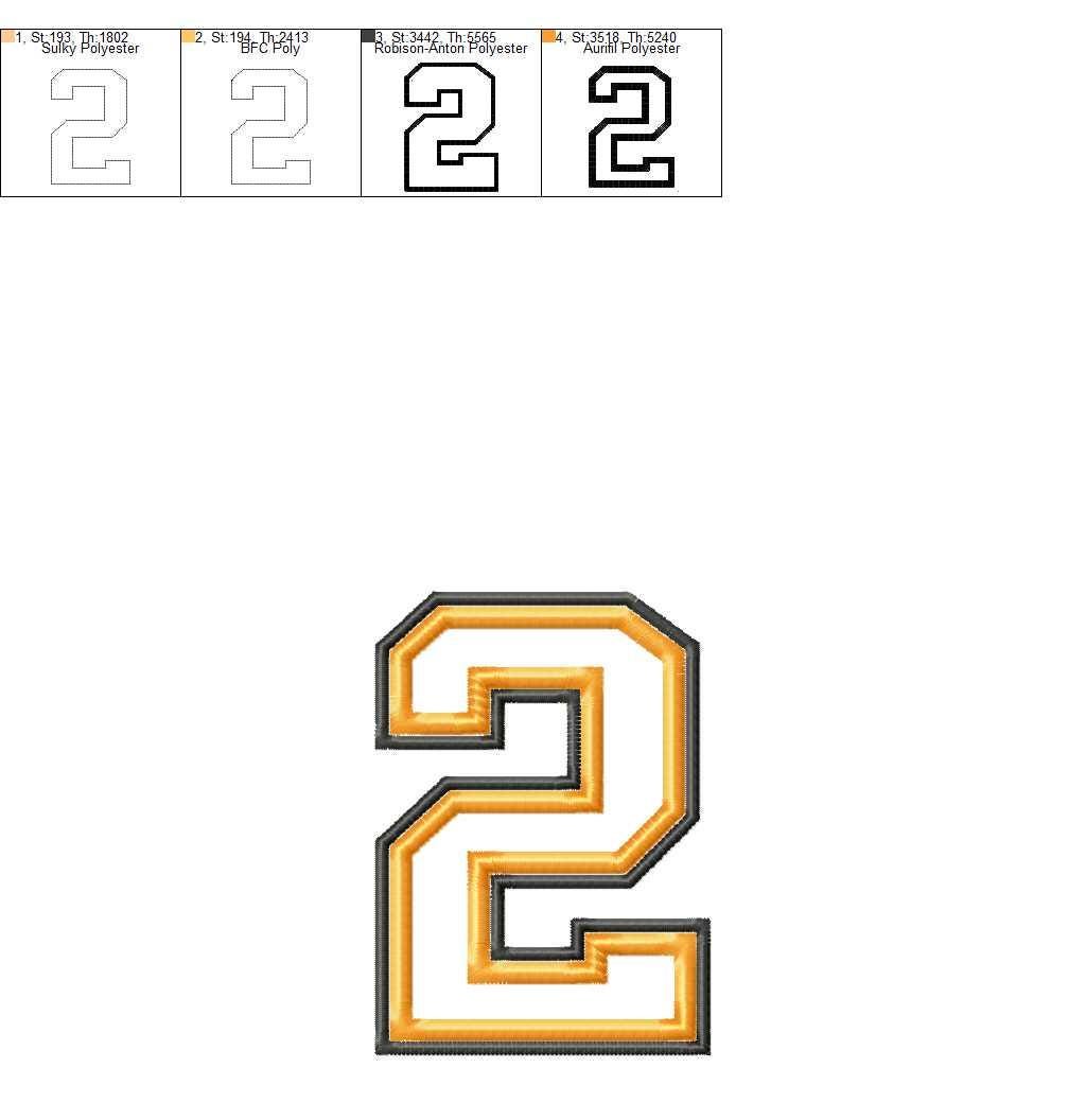 Double Satin Edge Applique Numbers | Varsity Style Embroidery Numbers ...