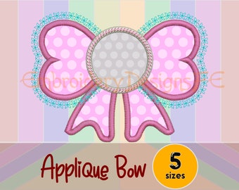 Bow Applique Design - 5 Sizes - Machine Embroidery Design File