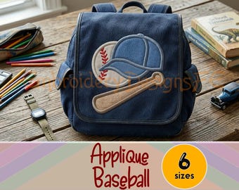 Baseball Machine Embroidery Design | Sports Applique for Kids, Quilts & Apparel | 6 Sizes | Instant Download