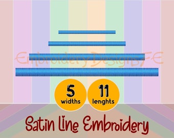 Line Embroidery Design - Satin Stitch Line - 5 Zigzag Widths, 11 Line Lenghts - Machine Embroidery