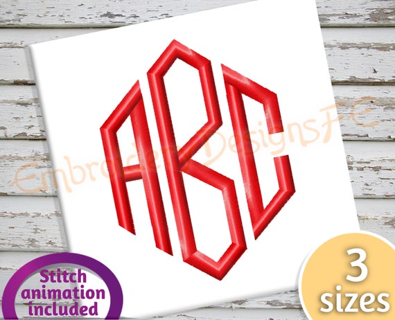 Diamond Monogram Alphabet Embroidery Design a to | Etsy