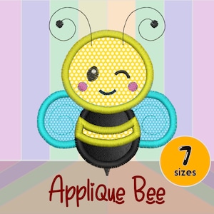 Bee Applique Design - 7 sizes - Machine Embroidery Design File