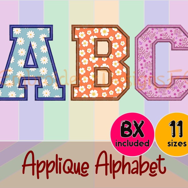 Alphabet Applique Design - Machine Embroidery Design File - 11 sizes