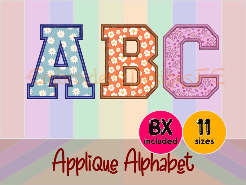 Alphabet Applique Design - Machine Embroidery Design File - 11 sizes image 1