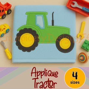 Aplikacja z traktorem | 4 rozmiary | Haft maszynowy | Wzór aplikacji | Ścieg satynowy | Natychmiastowe pobranie