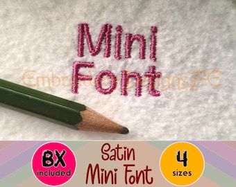Mini Satin Embroidery Font - 4 sizes - Machine Embroidery Design