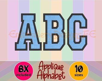 Narrow Sport Alphabet Applique Design - Machine Embroidery Design File - 10 sizes