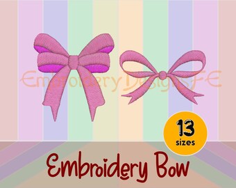 Fill Stitch Bow Embroidery Design | 13 Sizes | Ribbon Embroidery | Machine Embroidery File | Instant Download