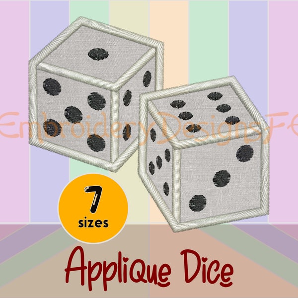 Dice Applique Design - 7 Sizes - Machine Embroidery Design File