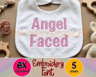 Satin Alphabet Embroidery Font | BX Letters, Numbers (Instant Download)