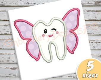 Tooth Fairy Applique Design - 5 Sizes - Machine Embroidery Design File