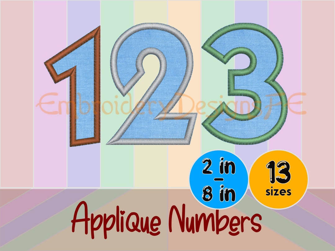 Numbers Applique Embroidery Design | 13 Sizes | Wide Satin Stitch ...