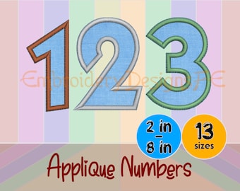 Numbers Applique Embroidery Design | 13 Sizes | Wide Satin Stitch | Jersey & Birthday Numbers | Machine Embroidery File | Instant Download