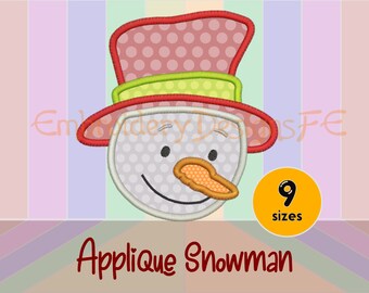 Snowman Applique Embroidery Design | Christmas DIY Crafts (Instant Download)